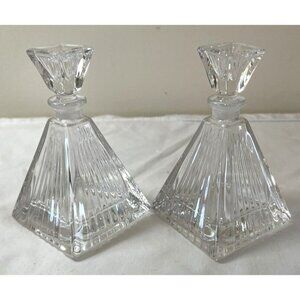 Vintage Clear 24% Lead Crystal Pyramid Perfume Bottle Italy Royal Crystal Rock